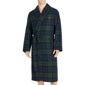 POLO Ralph Lauren Green and Blue Plaid Flannel Robe